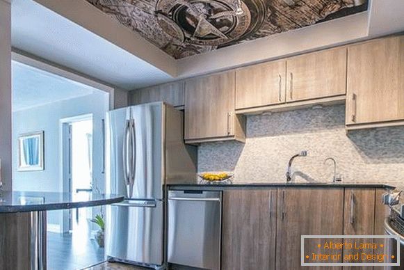Sufity naciągane z nadrukiem fotograficznym w kuchni wnętrza 2016