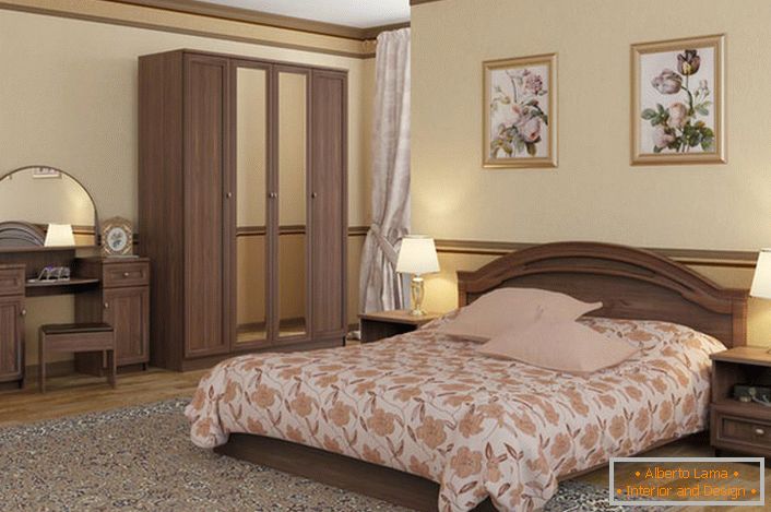 Niepowtarzalne wnętrze sypialni w secesyjnym stylu podkreślają odpowiednio dobrane meble modułowe.