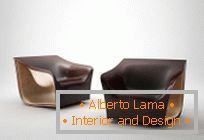 Skórzany komplet: sofa i fotele, od projektanta Alexa Hulla