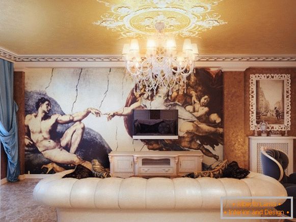 elegancko pomalowana ściana w salonie