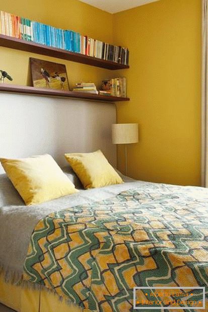 Projekt sypialni w kolorze żółtym