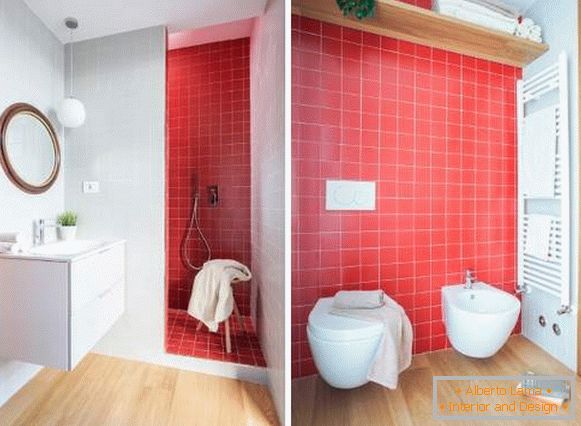 Jak pięknie zrobić łazienkę - zdjęcie czerwonej płytki