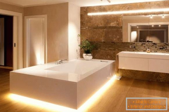 Piękny projekt łazienki z wbudowanym podświetleniem LED