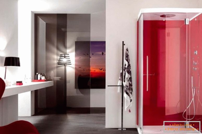 wygodne krzesło na jajko-na-niesamowite-czerwone-łazienka-design-feat-szkło-prysznic-drzwi-plus-pływające-próżność