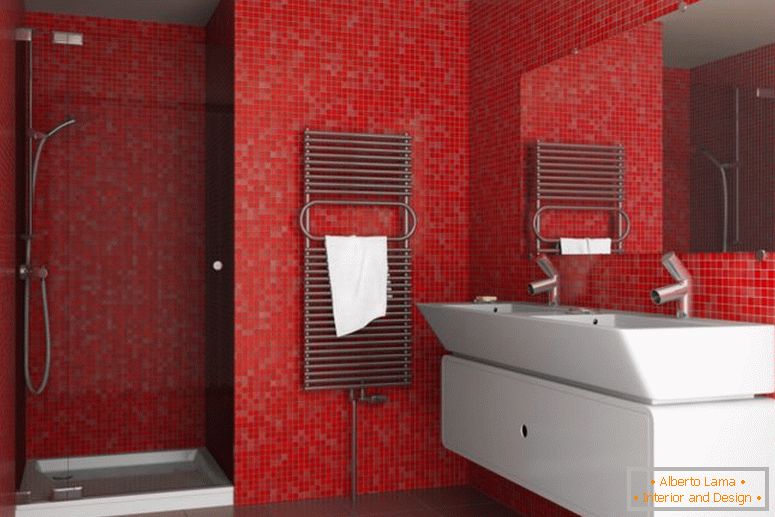 czerwone łazienki pomysłów