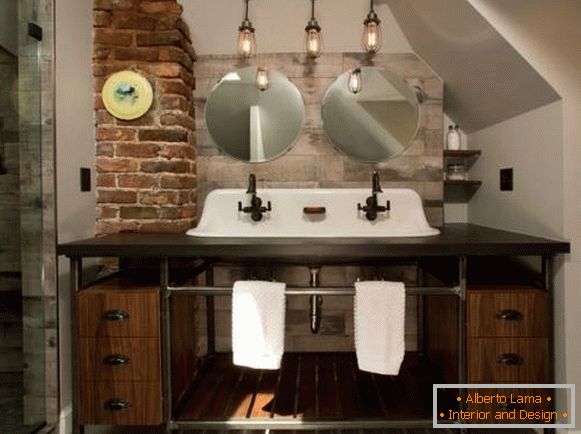 Lampy Edison we wnętrzu - zdjęcia łazienki