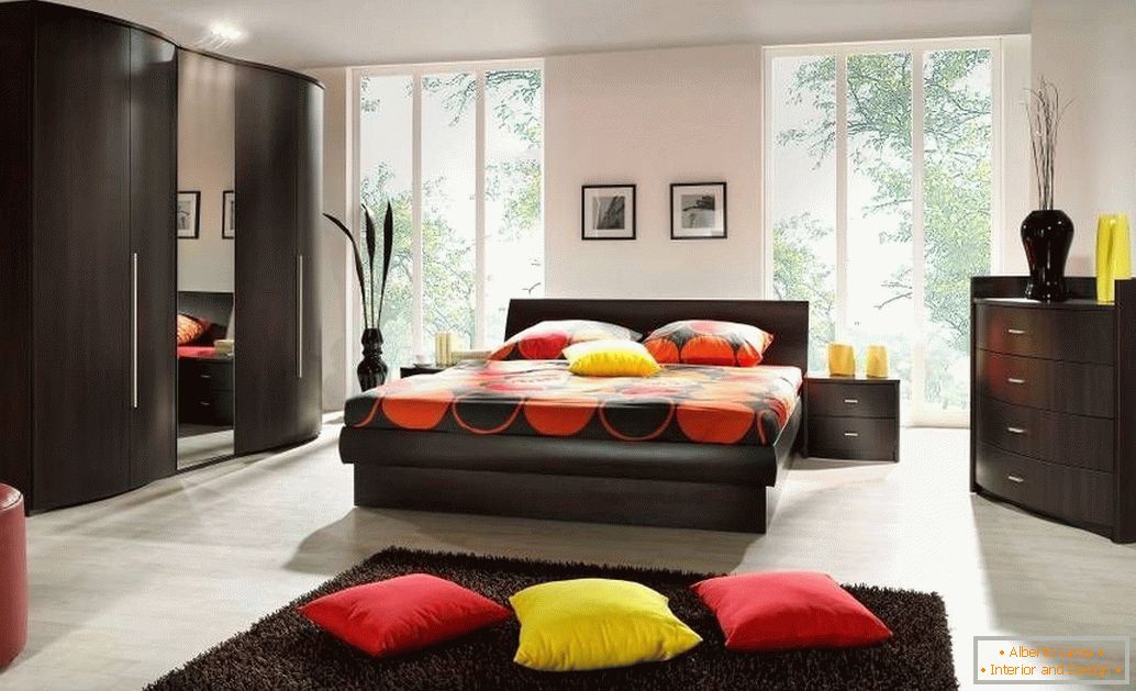 Piękna sypialnia w ciemnych kolorach