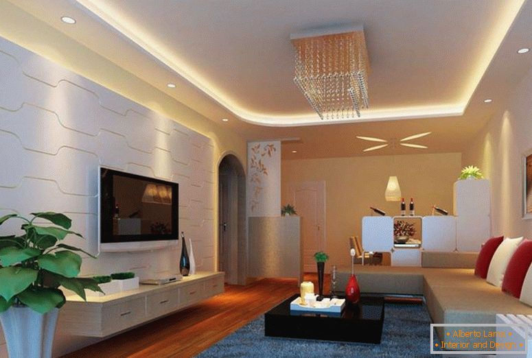 podwieszany sufit-pop-design-oświetlenie-do-pokoju-wnętrza-ściany-boazeria-2014