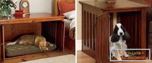Drewniane szafki nocne z łóżkiem dla psa