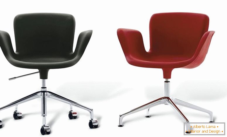 Czarne i czerwone krzesła biurowe