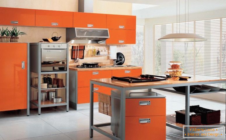 nowoczesna kuchnia w kolorze pomarańczowo-cromatica