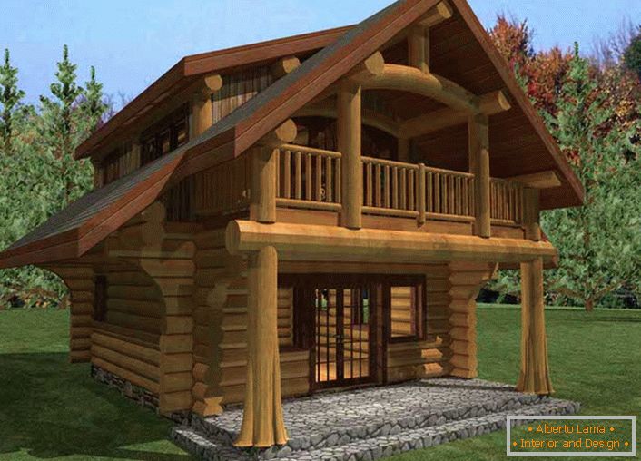 Ręcznie robiona bajka to drewniana chata z drewnianych bali w stylu alpejskiego schroniska, do użytku prywatnego i pensjonatu dla zamożnych turystów.
