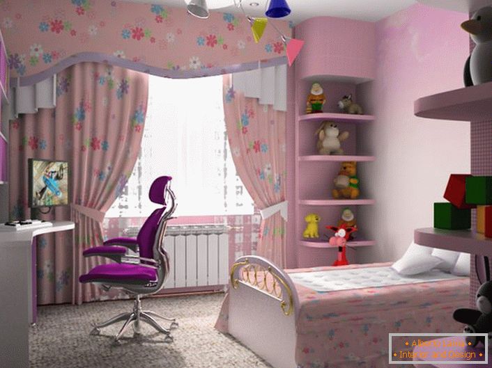 Funkcjonalny pokój hi-tech dla młodej damy w różowych odcieniach.