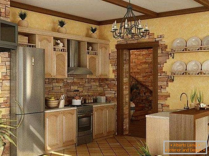 dekoracja ścian z ozdobnym kamieniem w kuchni, zdjęcie 9