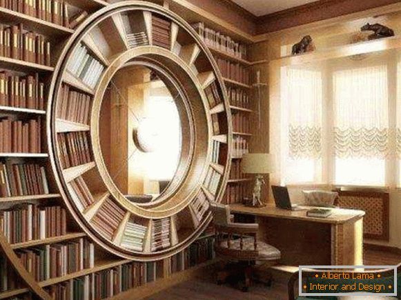 Półki na książki wykonane z drewna