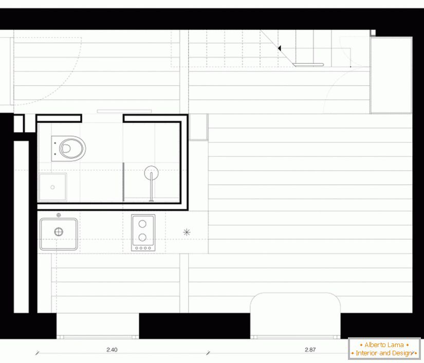 Układ pierwszego poziomu dwupoziomowego mieszkania