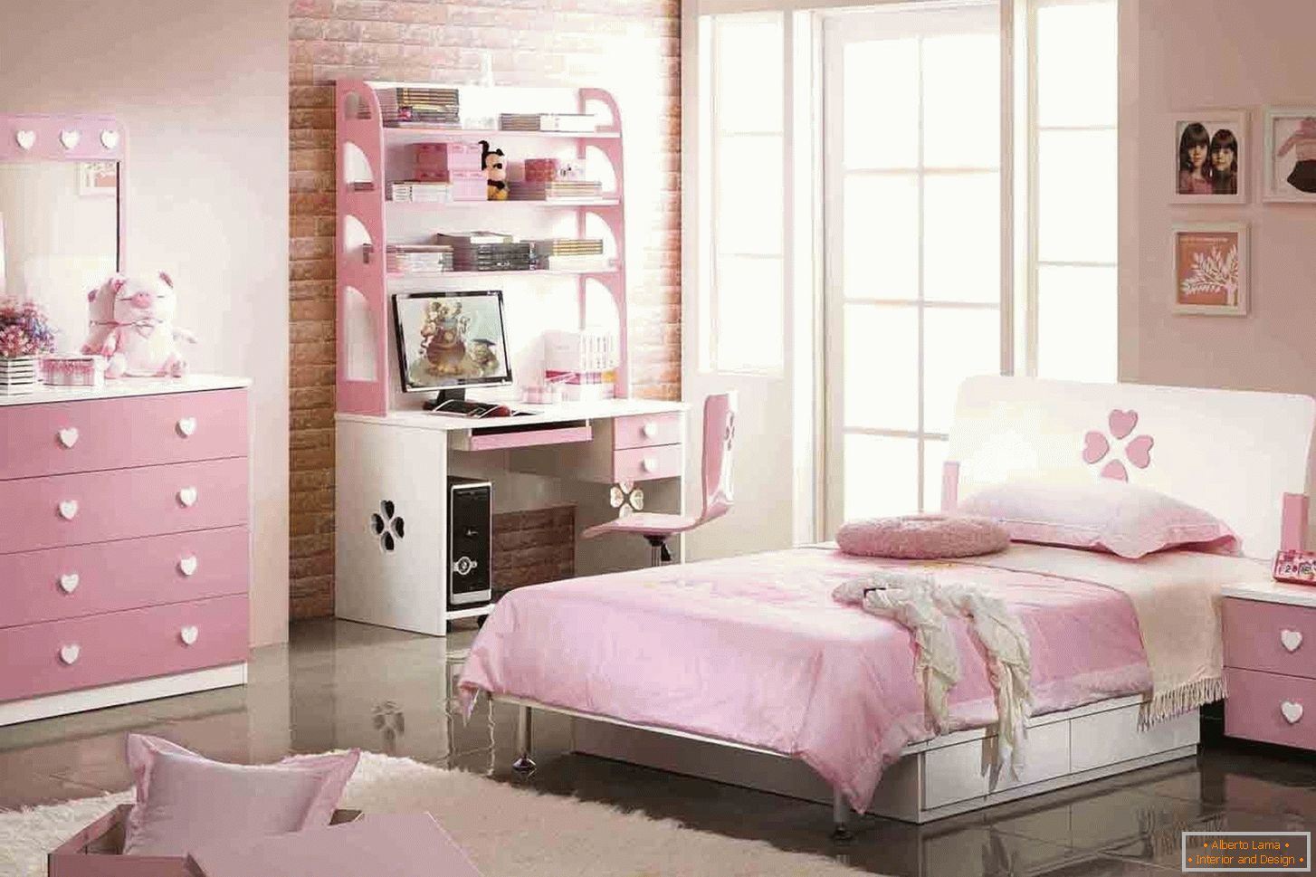 Projekt sypialni dla nastolatka w różowym kolorze