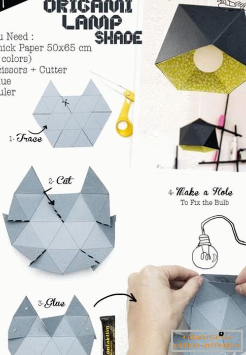 Abażurek do lampy w formie origami