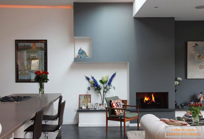 nowoczesny minimalistyczny wystrój nowego salonu z nowocześnie urządzonymi sofami w kolorze czarnym i nowoczesnym, a także kremowe sofy, które można dodać do piękna w nowoczesnym stylu. dom-projekt-pomysły-z-drewnianym stołem-wewnątrz1