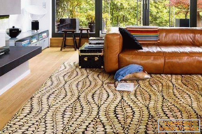 Wełniane dywany o nowoczesnym wyglądzie we wnętrzu: godności, zasady wyboru, zdjęcia dywanów z wełny