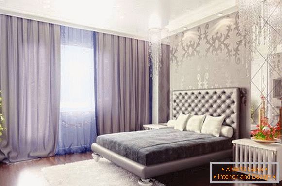 Nowoczesna sypialnia fioletowy w jasnych kolorach