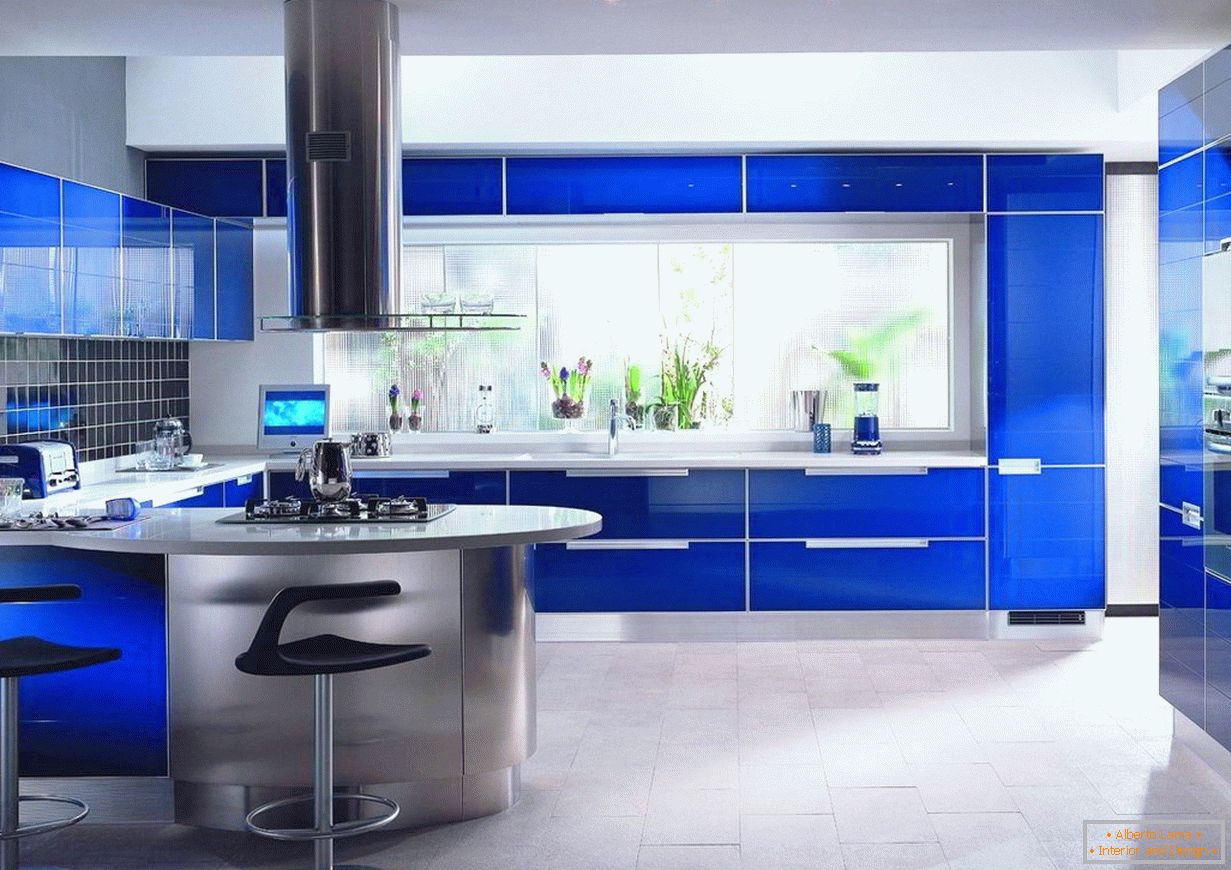 Elewacje kuchni na niebiesko