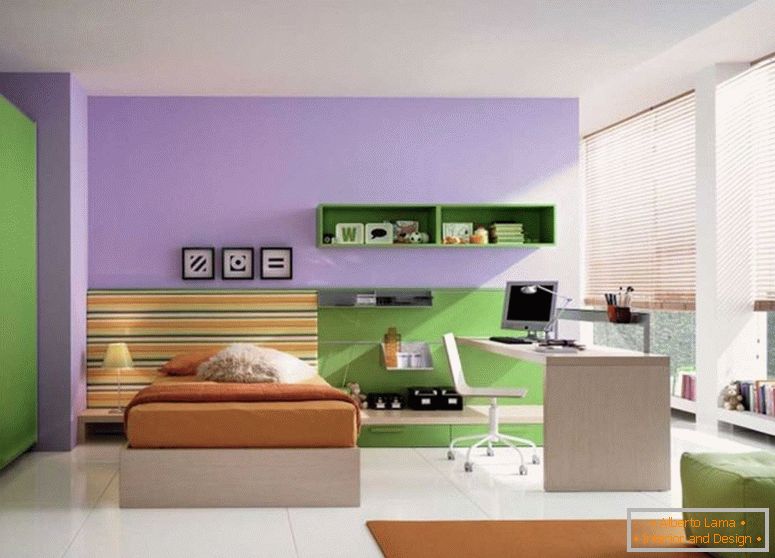 niezwykły-kid-sypialnia-design-i-nowoczesny-pokój-dzieci-z-kwadrat-zielony-kanapa-na-brązowy-dywan-z-dzieci-pokój-meble-w stylu loft-łóżko