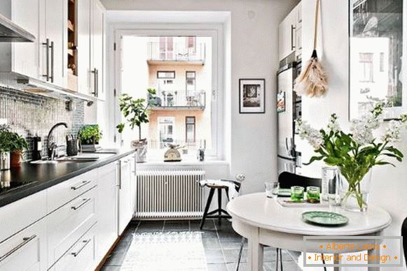 Projekt kuchni w dwupokojowym mieszkaniu w stylu skandynawskim