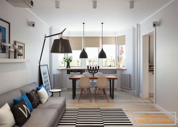 Dwupokojowe mieszkanie w skandynawskim stylu - zdjęcie salonu