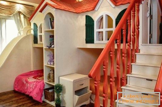 Piękny zamek dla dziewcząt pokoju dziecięcego