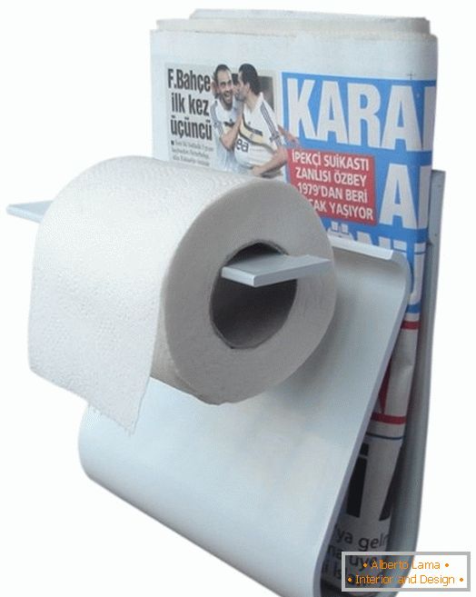 Uchwyt na papier toaletowy z półką na gazetę