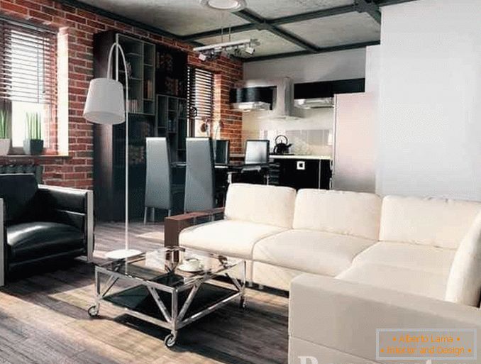 Projekt mieszkania w nowoczesnym stylu z rozkładaną kanapą