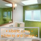Białe i zielone wnętrze łazienki