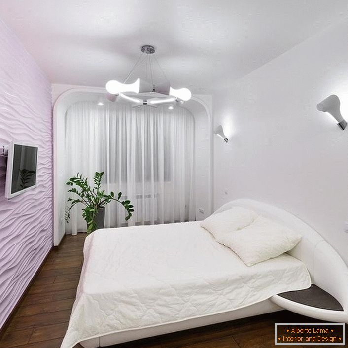 Różowy kolor do sypialni w stylu high-tech