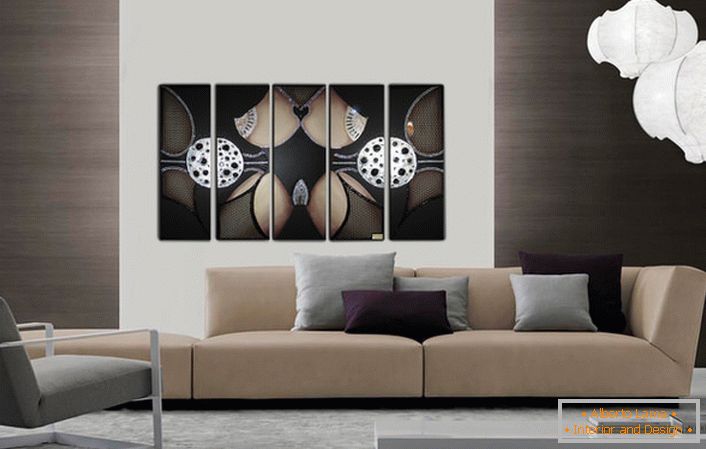 Modułowe obrazy przedstawiające abstrakcyjne kształty i geometryczne kształty doskonale nadają się do dekoracji pomieszczeń w stylu secesyjnym, high-tech lub minimalizmu. 