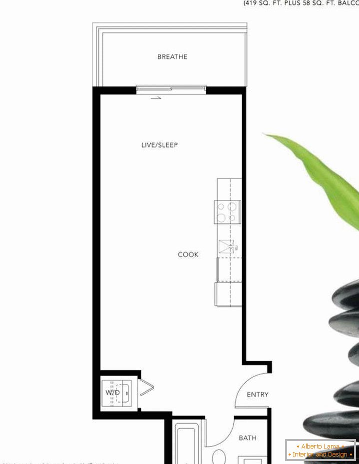 Schemat projektu małego mieszkania w Vancouver