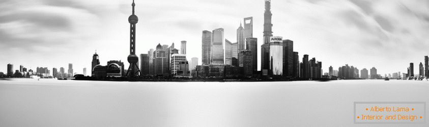 Czarno-białe zdjęcie panoramiczne Singapuru