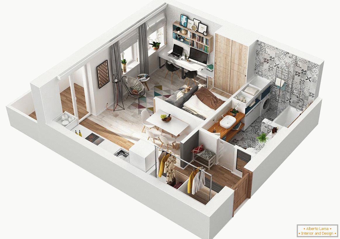 Model małego nowoczesnego mieszkania