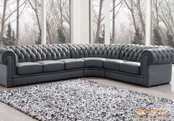 Narożnikowe meble tapicerowane do salonu - sofa we wnętrzu