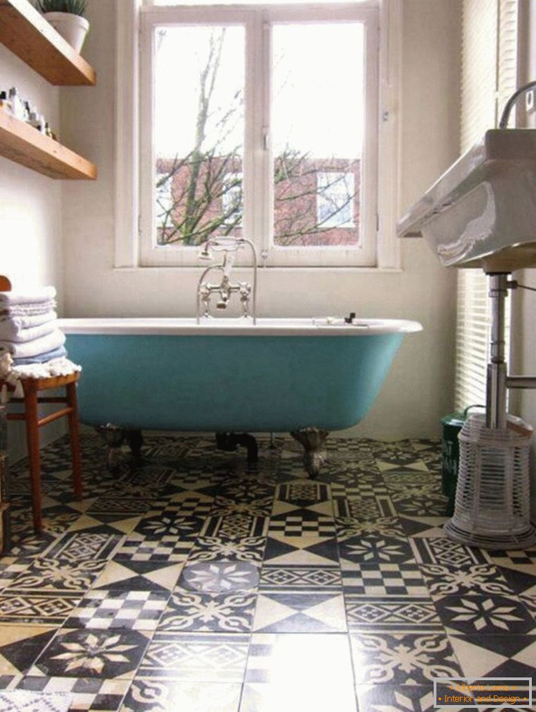 malowanie-unikalne-łazienka-płytki podłogowe-pomysły-dla-małej łazienki-dekoracji