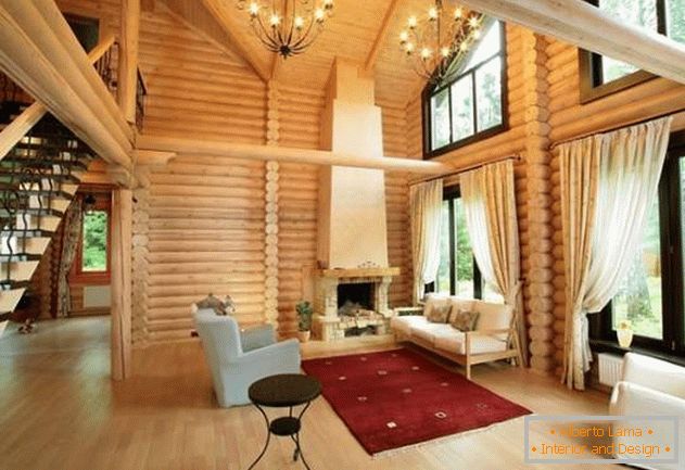 Projektowanie wnętrz drewniany dom z bali