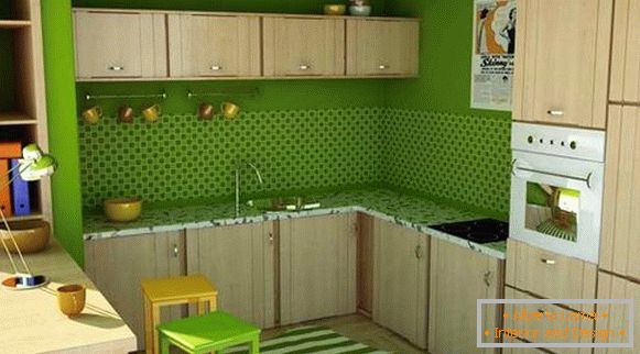 zielona ściana w designie-kuchni