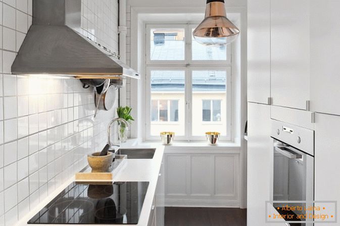 Kuchnia apartament-studio w stylu skandynawskim